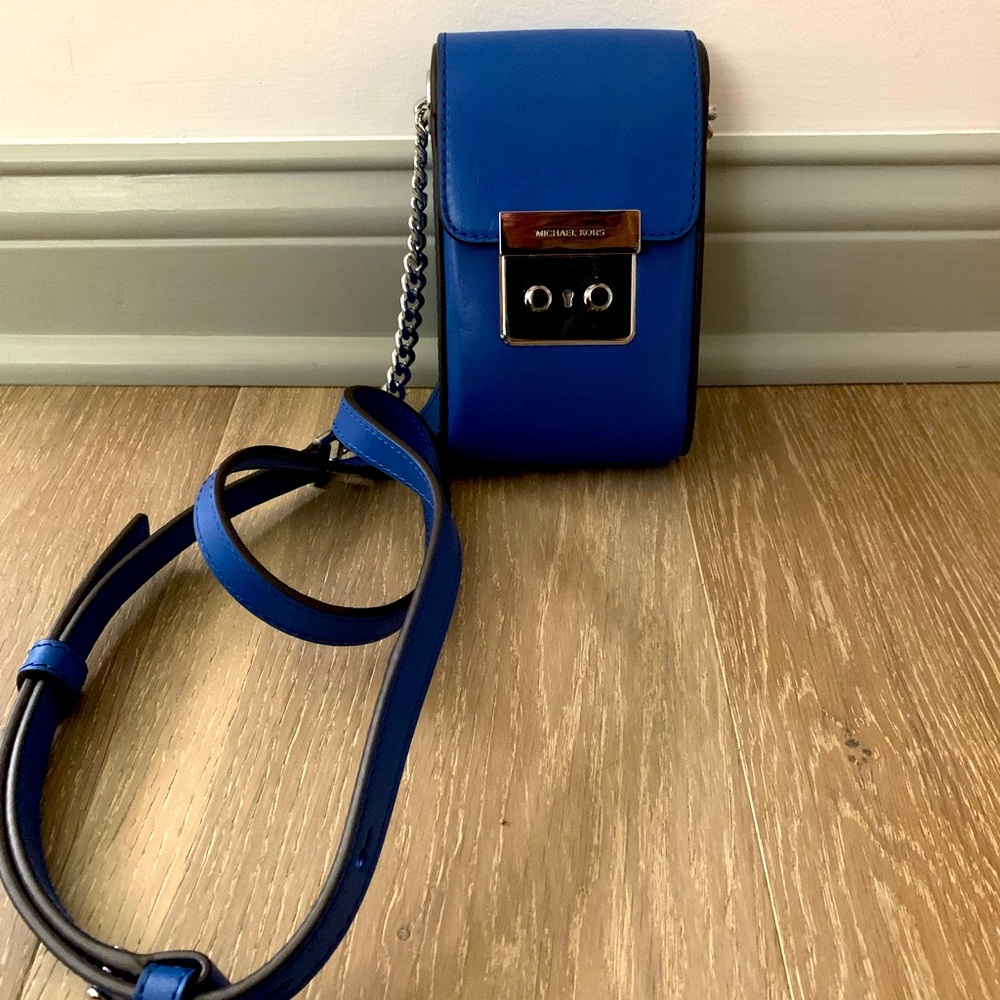 Michael Kors blue mini shoulder bag.